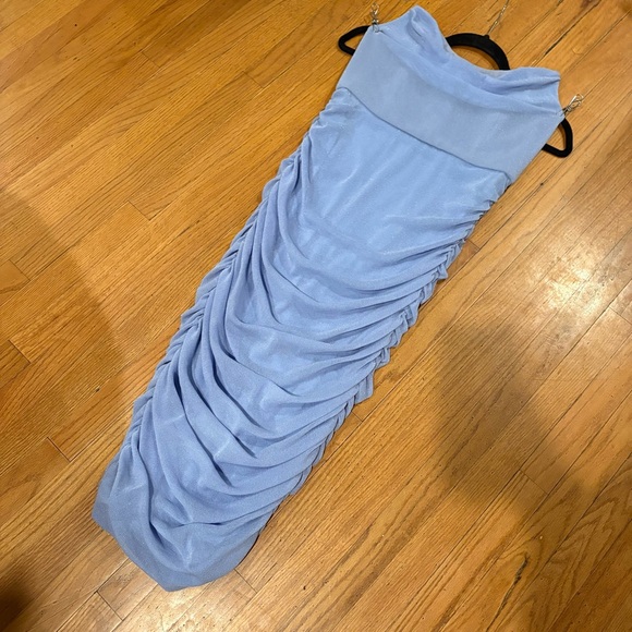 Michael Costello x Revolve India Midi Dress in Periwinkle Strapless Ruched - Picture 8 of 15